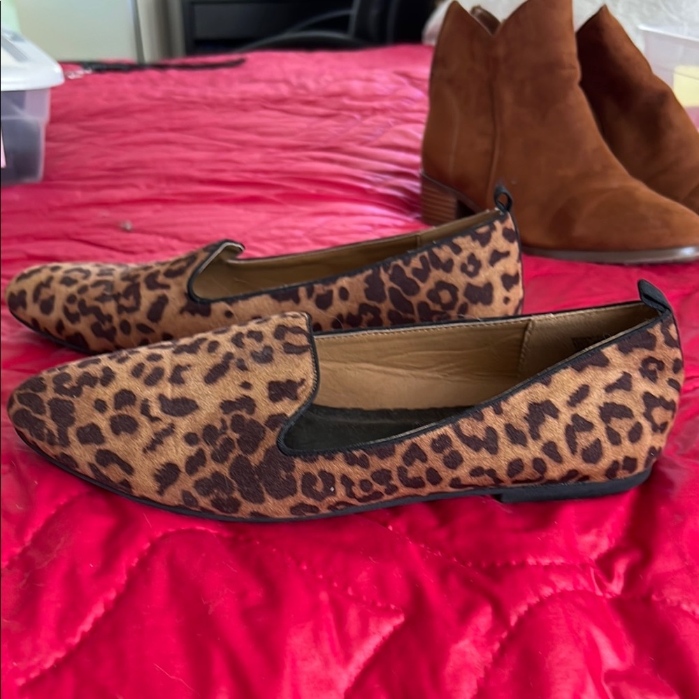 Seven7 Brown and Black Leopard Print Flats